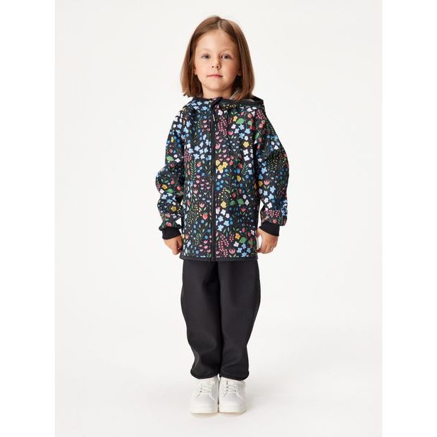 Unuo, Dětská softshellová bunda s fleecem Basic, Černá, Zahrada