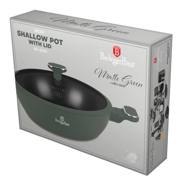 BERLINGERHAUS Kastrol s titanovým povrchem a poklicí 30 cm Matte Green Collection BH-8199