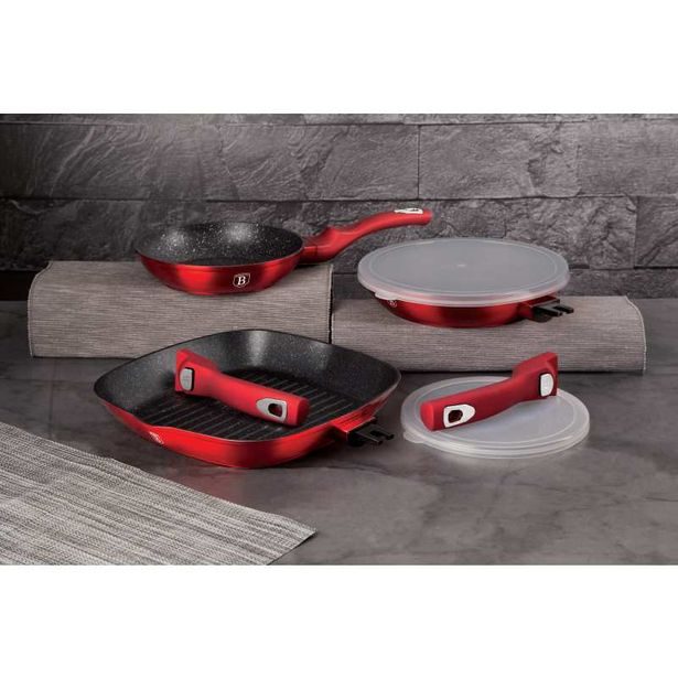 BERLINGERHAUS Sada pánví s odnímatelnou rukojetí 5 ks Burgundy Metallic Line steak BH-6796