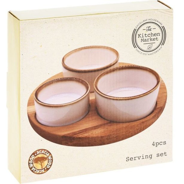 EXCELLENT HOUSEWARE Servírovací misky s kulatým podnosem sada 4 ks KO-278000750