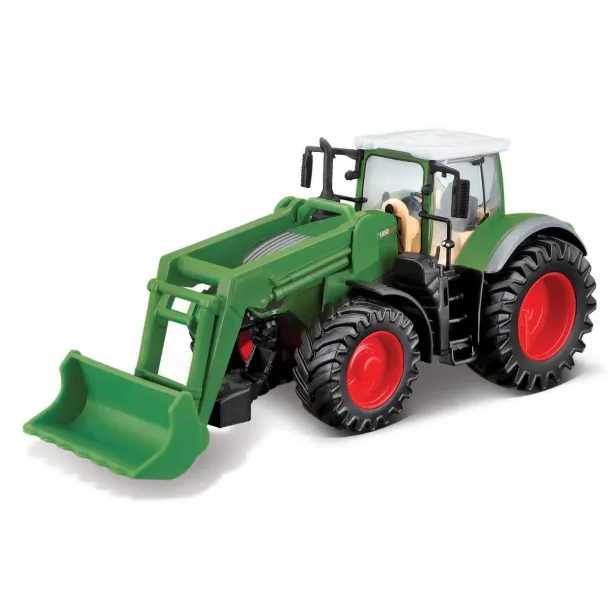Bburago ASST 10cm Farm Tractor so zotrvačníkom a prednou lyžicou 4 druhy (12ks)