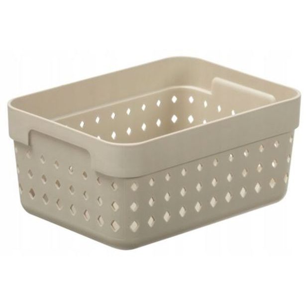 košík SEOUL L-organ., 16x12x7cm-sv.béžový, plast
