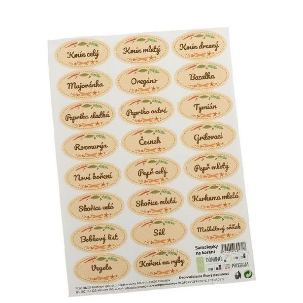 etikety KOŘENÍ na kořenky, 23ks ovál, samolepky