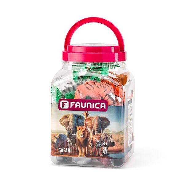 FAUNICA Zvířátka Safari - sada figurek v MEGA tubě