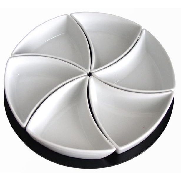 TORO Sada misek "VĚTRNÍK", 6 ks, keramika, dřevěný podnos_hamashop