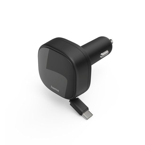 Hama rychlá USB nabíječka do vozidla, 2x USB-C, PD 30 W, navíjecí kabel