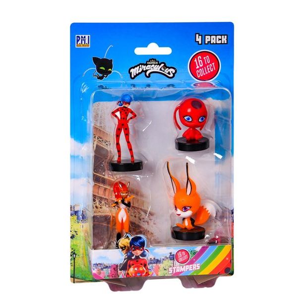 Miraculous: Beruška a černý kocour- razítka 4 ks figurka Ast.