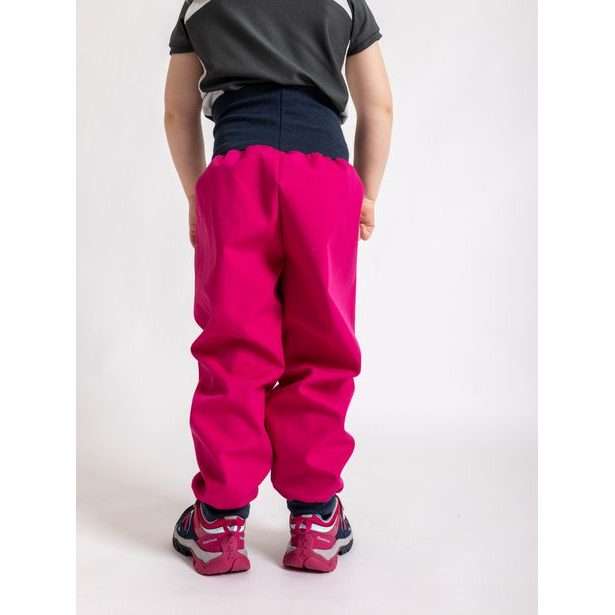 unuo Batolecí softshellové kalhoty bez zateplení Fuchsiové + reflexní obrázek Evžen (Softshell toddler trousers, no insulation, fuchsia)