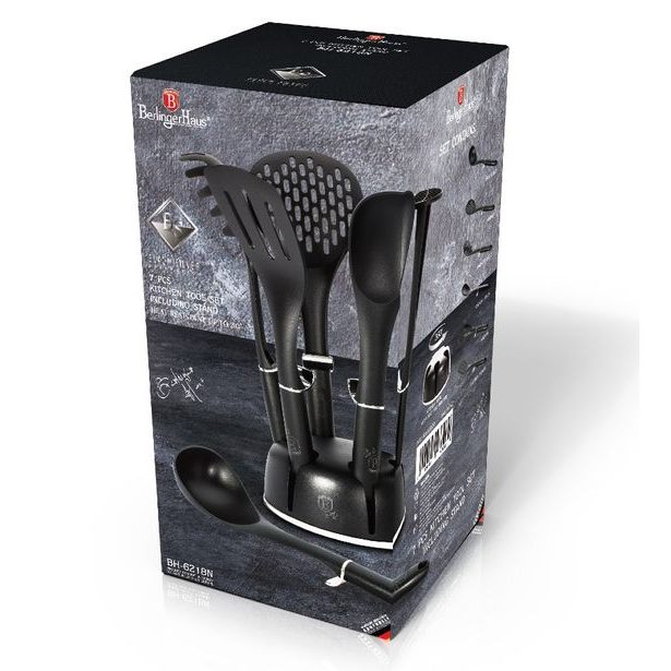 BERLINGERHAUS Kuchyňské náčiní ve stojanu sada 7 ks Royal Black Collection BH-6218