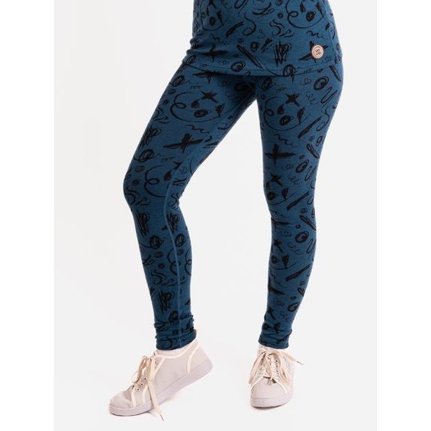 Unuo, Dámské merino legíny Nature, Petrolejová, Kresba