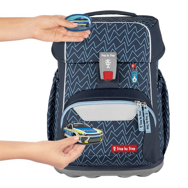 Školní aktovka pro prvňáčky – 4 dílný set, Step by Step BASIS Blue Lines, AGR