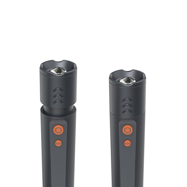 Hama FLX350, LED svítilna, hliníková, 350 lm / 230 m, 4 režimy+SOS, IP44, zoom, karabinka, baterie