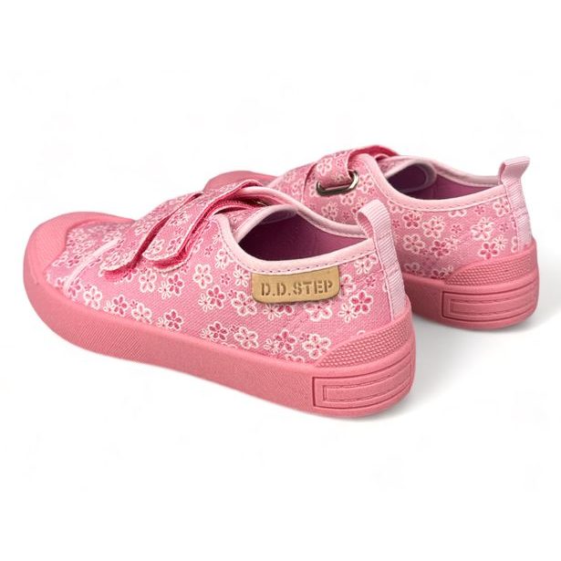 DDstep plátěnky, dětské boty - Růžové květinky