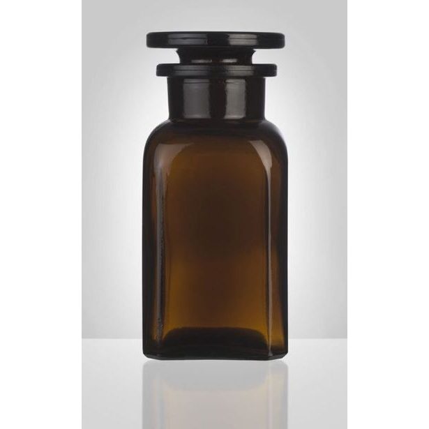 dóza-prachovnice 100ml-čtv.hnědá, zabr.víko, sklo