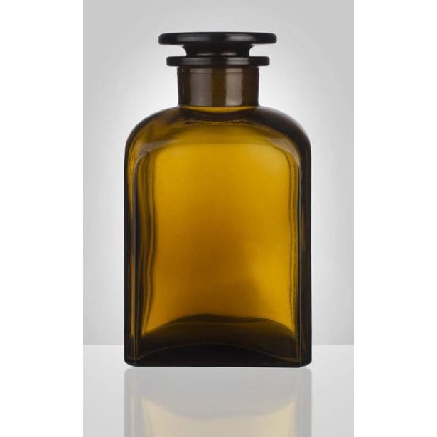 dóza-prachovnice 500ml-čtv.hnědá, zabr.víko, sklo