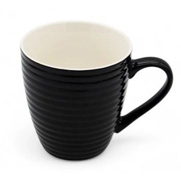 hrnek 440ml VROUBKY, BL-13447-1, černý, new bone