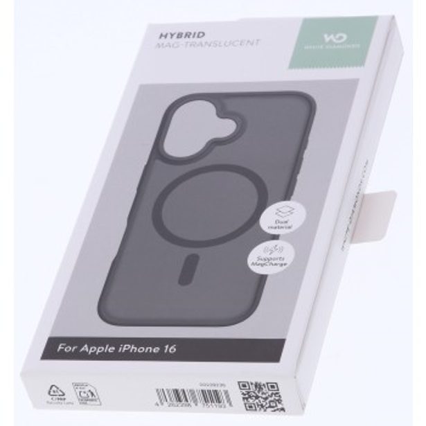 White Diamonds Hybrid Case, kryt pro Apple iPhone 16, magnetický, matný, poloprůhledný černý