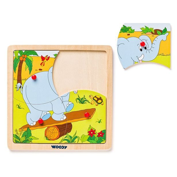 Displ.12ks - Puzzle ze 4 dílů "Mašinka", 4 motivy