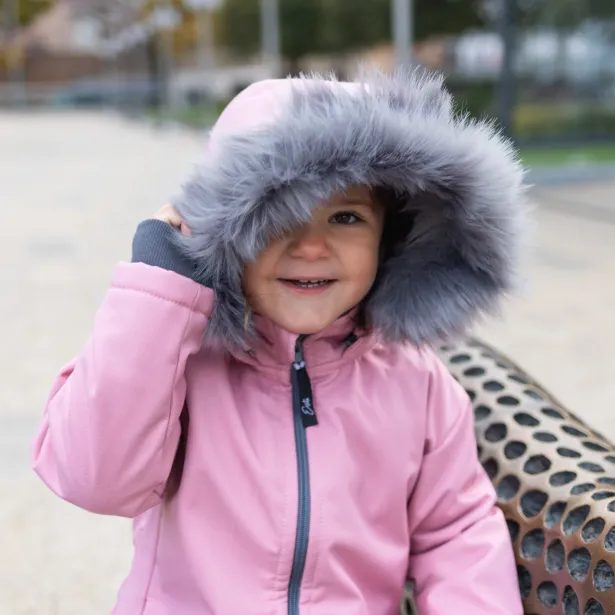 ESITO Dívčí zimní softshellový kabát s beránkem Antique pink