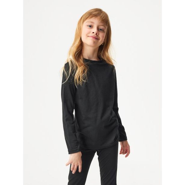 Unuo Dětské merino triko s dlouhým rukávem, Černá