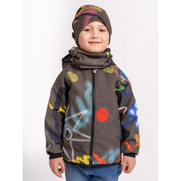 Unuo, Dětský nákrčník z fleecu Basic, Khaki, Fantazie