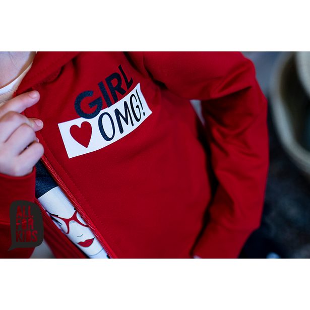 Mikina dívčí OMG červená s ozdobným kanýrem