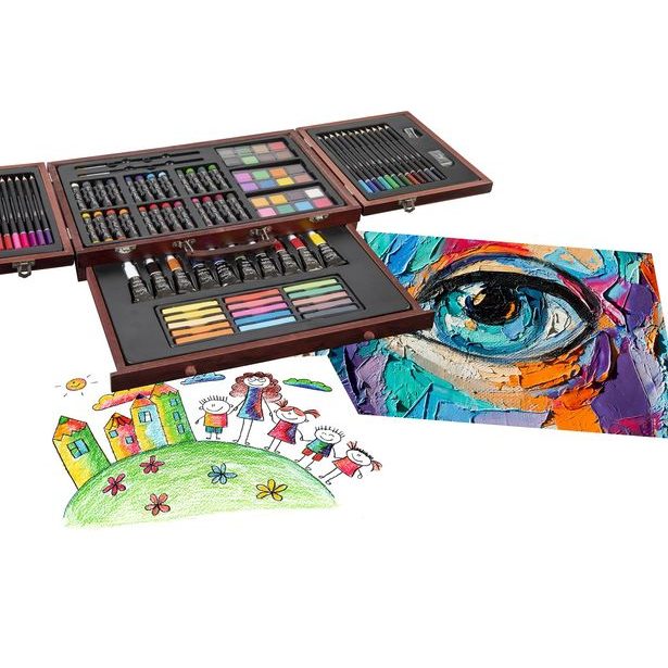 Kreativní dřevěný kufřík 103 ks