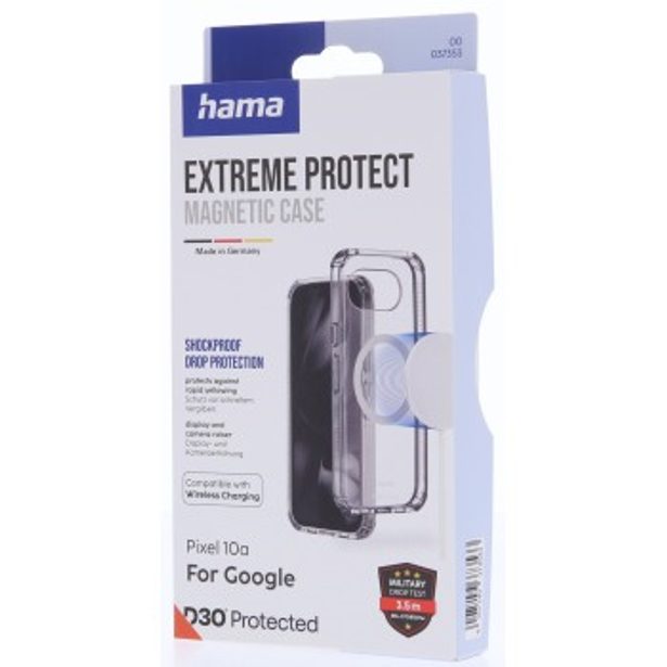 Hama Extreme Protect, kryt pro Google Pixel 10a, magnetický, D3O®, nežloutne, průhledný