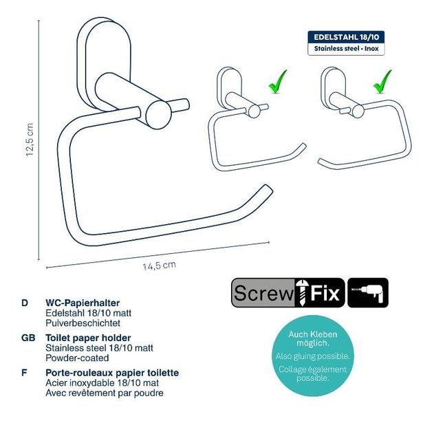 KELA Držák toaletního papíru Alessio nerez 18/10 černý 14,5x7,5x12,5cm KL-22747