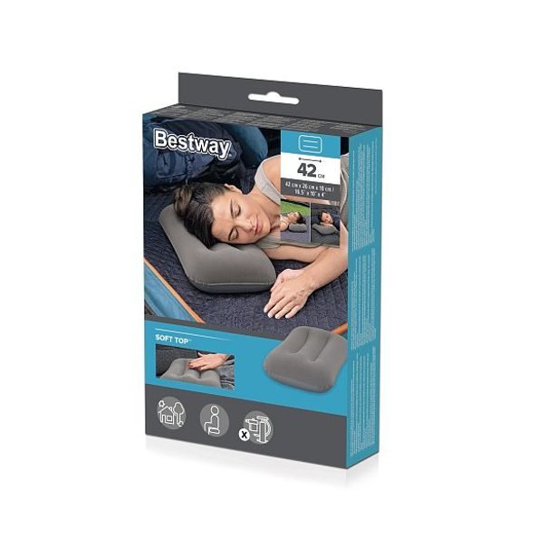 Semišový nafukovací polštář - mix 2 barvy, 42x26x10cm