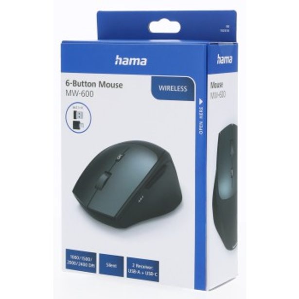 Hama bezdrátová optická myš MW-600, USB-A/USB-C, černá