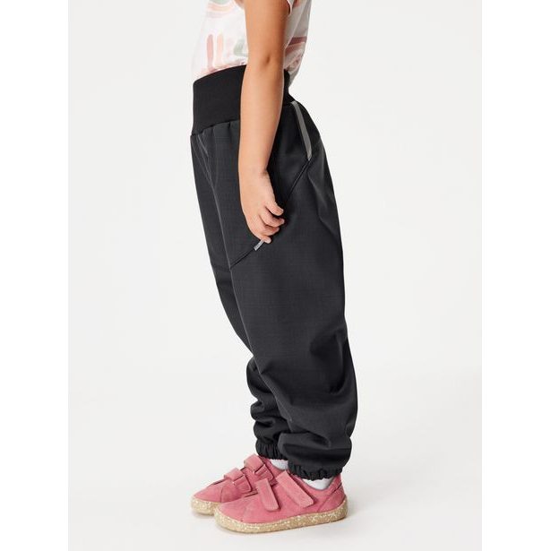 Unuo, Dětské softshellové oteplovačky se sherpou Light, Černá Źíhaná