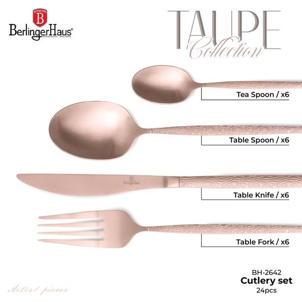 BERLINGERHAUS Sada příborů 24 ks satén Rosegold Metallic Line BH-2641