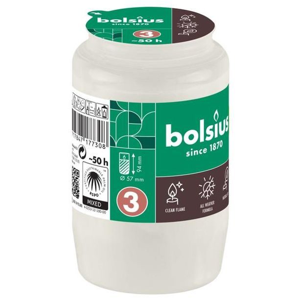 Bolsius NÁPLŇ DO HŘBITOVNÍ SVÍČKY BÍLÁ 2,5DNE HOŘENÍ 9,6CM