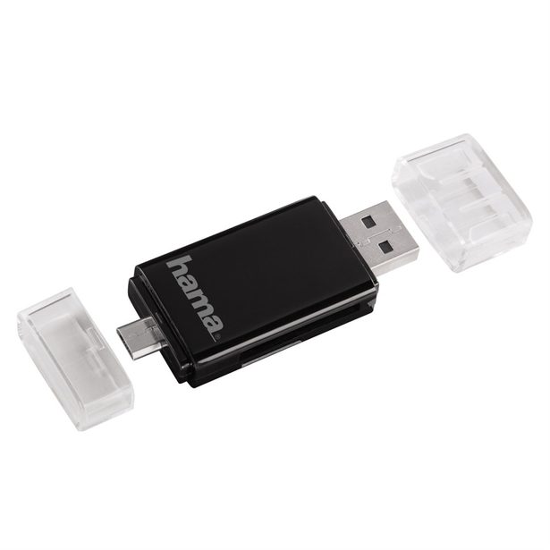 Hama čtečka karet USB 2.0 SD/mSD Card pro smartphony, tablety, černá