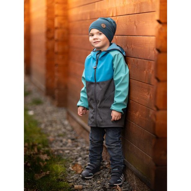 Unuo, Dětská softshellová bunda s fleecem Basic, Multicolor Tyrkysová