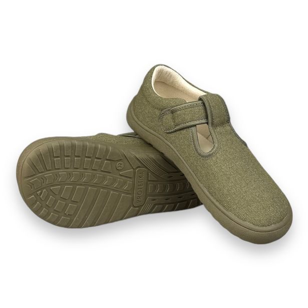 Dětská BAREFOOT domácí obuv/letní plátěnky Protetika - Kirby Khaki