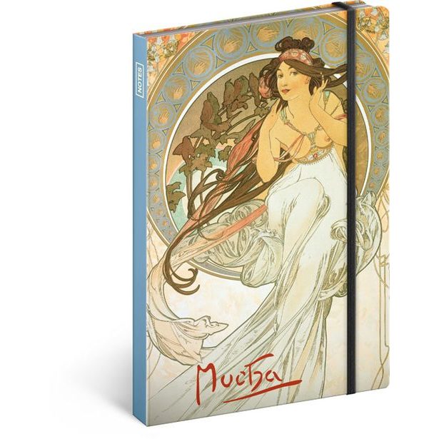 Notes Alfons Mucha – Hudba, linkovaný, 13 × 21 cm Baagl