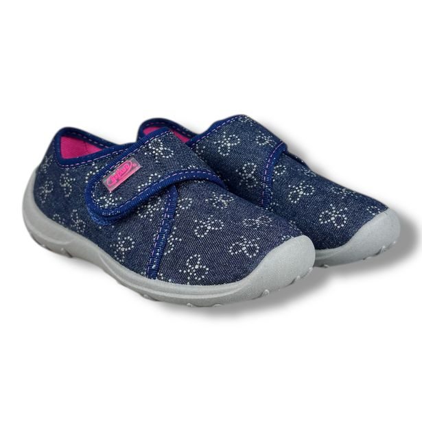 Dívčí domácí obuv Befado - modré, mašličky