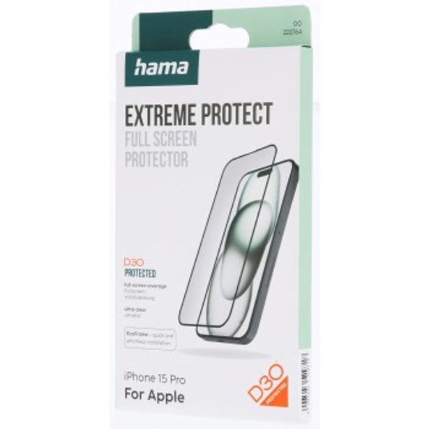 Hama Extreme Protect, ochranné sklo na displej pro Apple iPhone 15 Pro, licence D3O