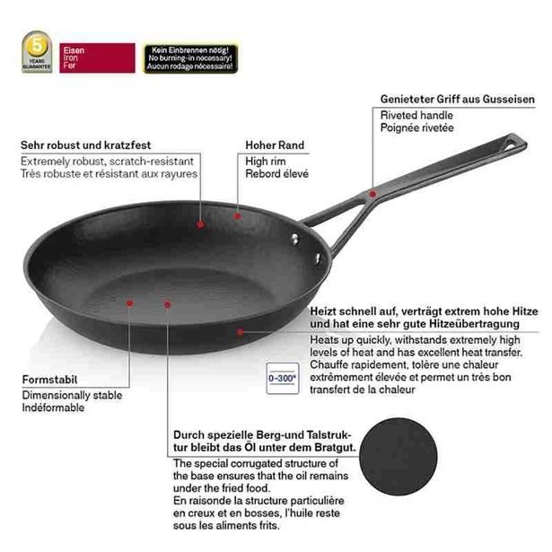 KELA Pánev železná Ruvido černá 28cm KL-12602