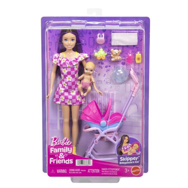 Barbie SKIPPER BABYSITTER chůvá s kočárkem