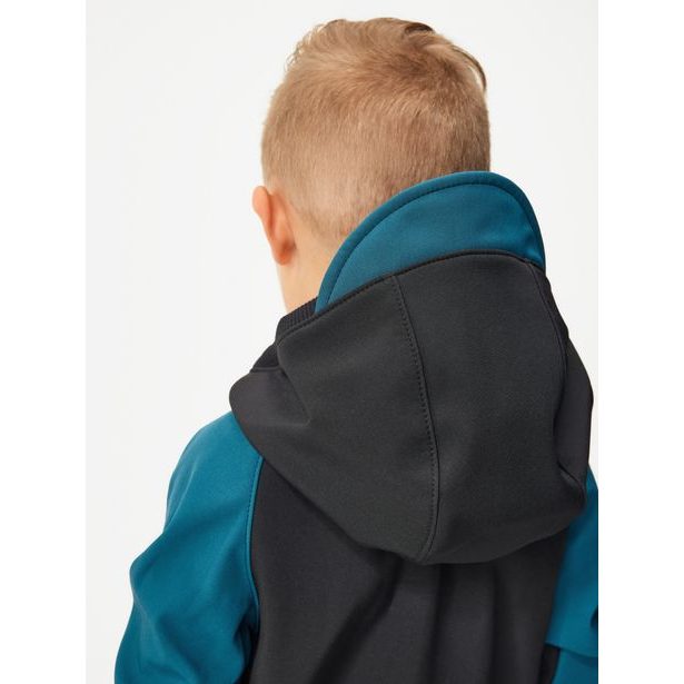 Unuo, Dětská softshellová bunda s fleecem Street, Černá, Kobaltová