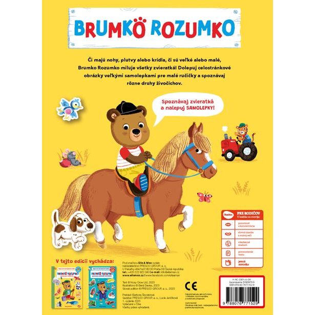 BRUMKO ROZUMKO: SPOZNÁVAME ZVIERATKÁ – Samolepková knižka