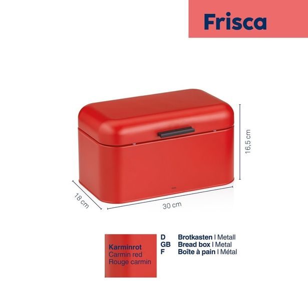 KELA Chlebník Frisca kov, červená 30x18x16,5 cm KL-12846