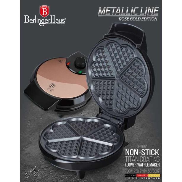 BERLINGERHAUS Vaflovač na 5 vaflí ve tvaru květu Rosegold Metallic Line BH-9450