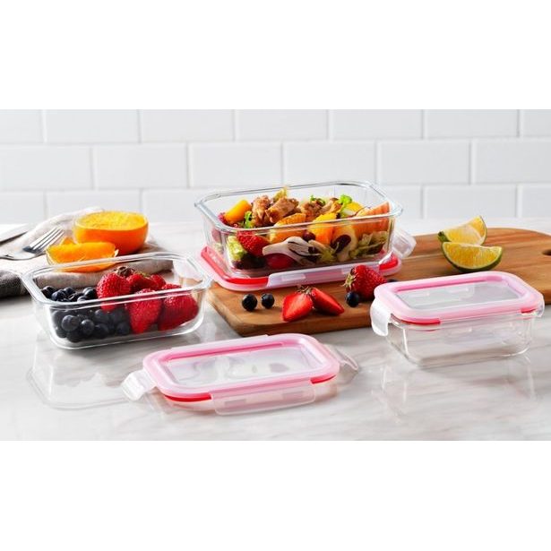 BERGNER Dóza na potraviny skleněná se zaklapovacím víkem 1,5l BG-25026-RD