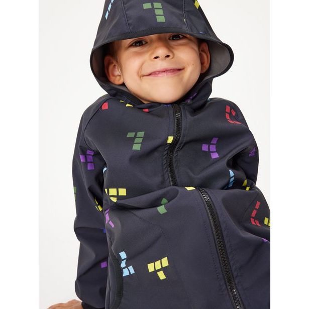 Unuo, Dětská softshellová bunda s fleecem Basic, Černá, Kostičky