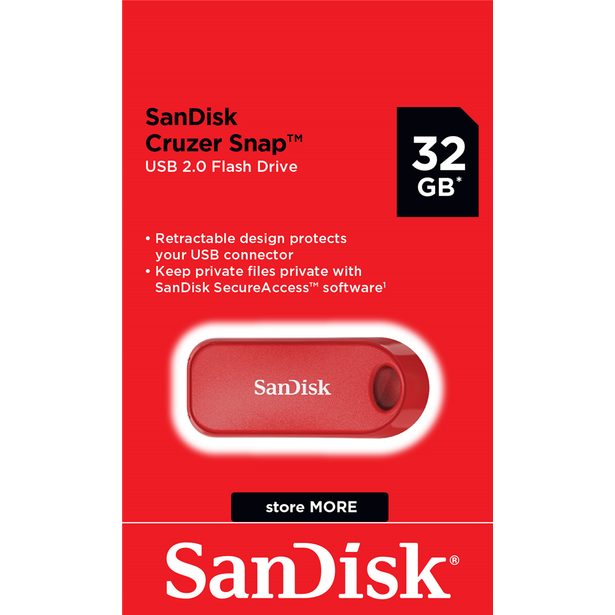 Sandisk Cruzer Snap 2.0 Global 32 GB červená