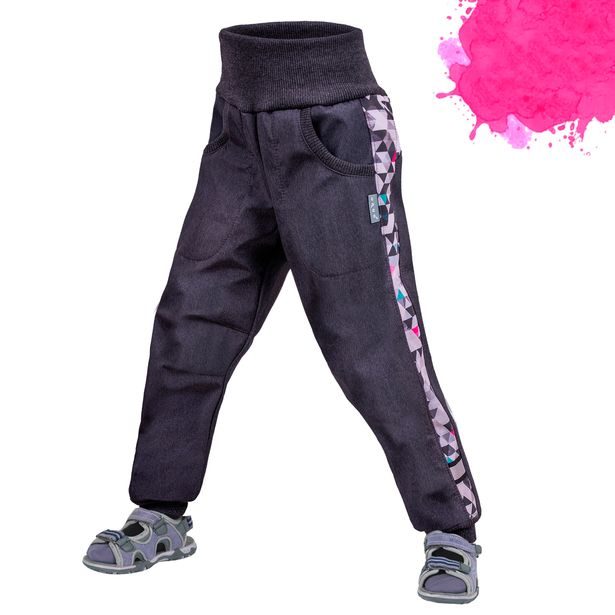 Unuo, Softshellové kalhoty bez zateplení Street, Žíhaná antracitová, Metricon holka (Softshell kids trousers)